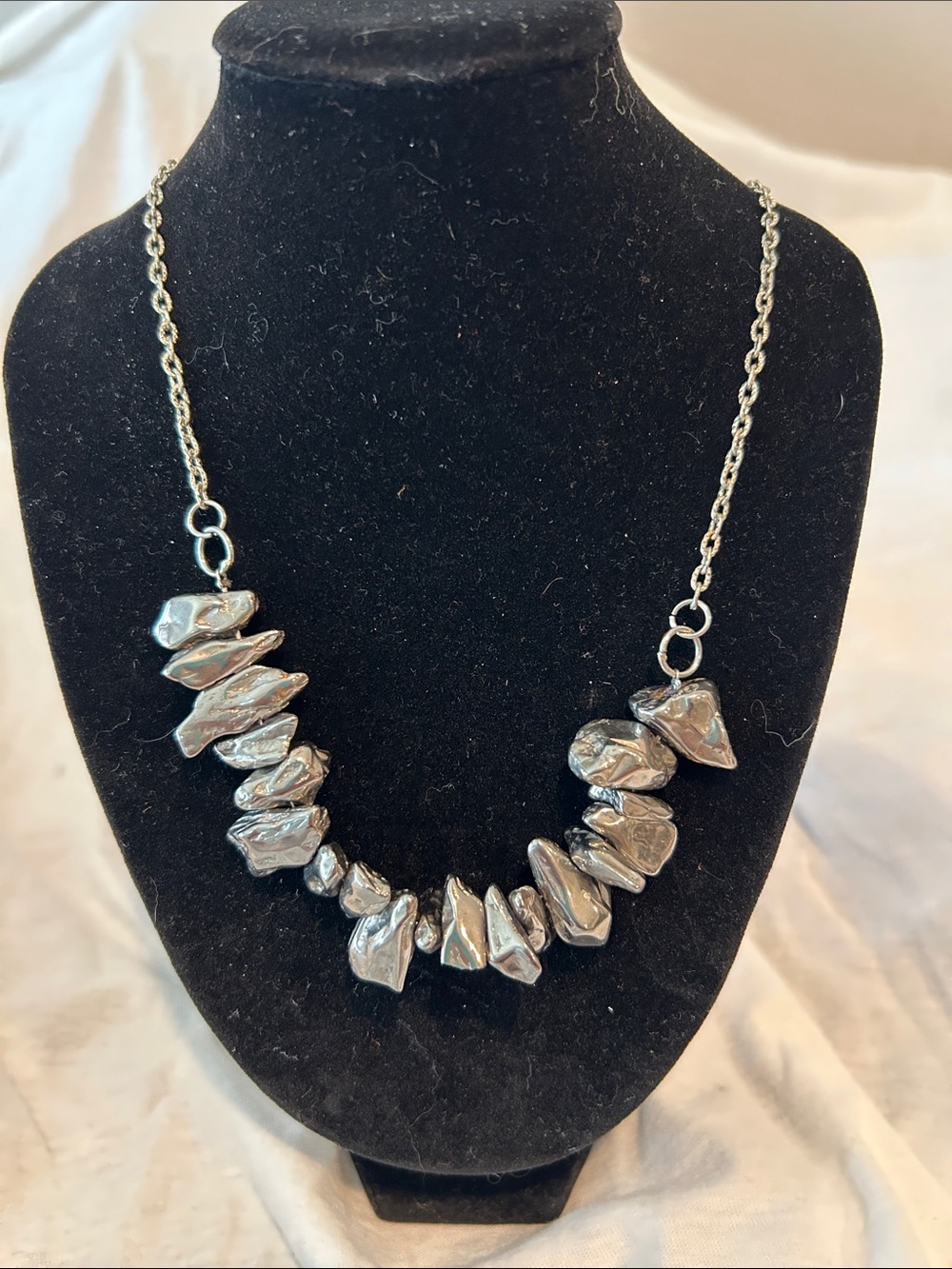 Silver-Tone Chunky Nugget Necklace - Women